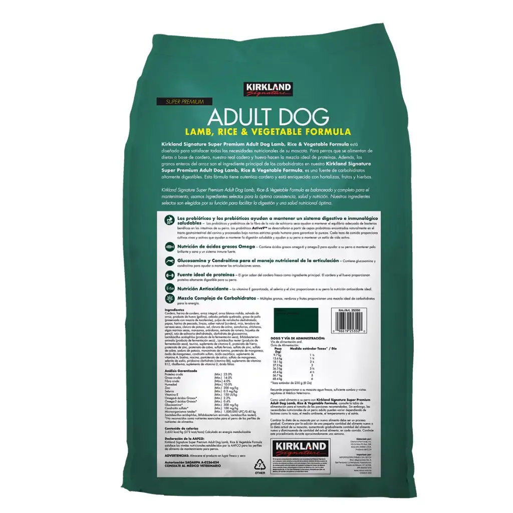 Croqueta Kirkland-Perro Adulto con Cordero, Arroz y Vegetales